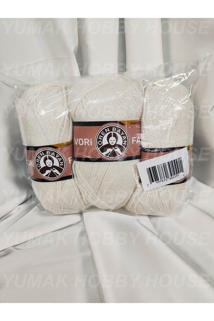 Favori̇ Cream Hand Knitting Yarn (3 Pieces) - Color: 004
