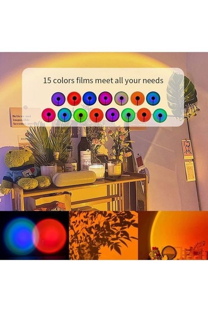 15 Colors Sunset Projection Lamp,Modern Antique Style LED Night Light,20 x 12 x 12cm