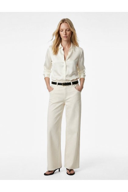 Classic Lapel Long Sleeve Satin Shirt