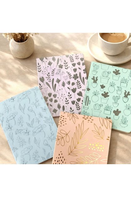 Varaklı 4'Lü Defter Seti – Çizgili, Sırt Dikişli, 16,5X24