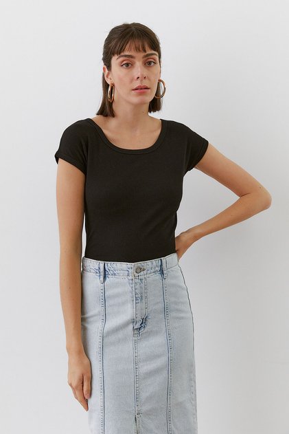 Düşük Kol Kaşkorse T-Shirt