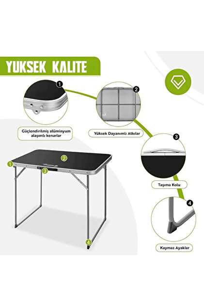 MADFOX Katlanabilir Alüminyum Kamp Masası - Madfox Zenith - Siyah