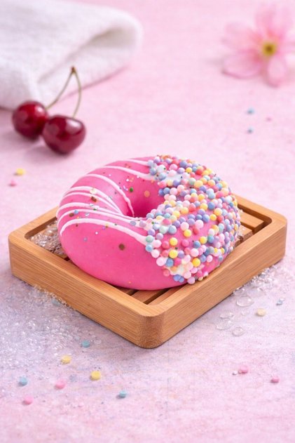 Vegan Handmade Natural Cherry Donut Soap | Skin-Friendly, Stylish and Fun Design |