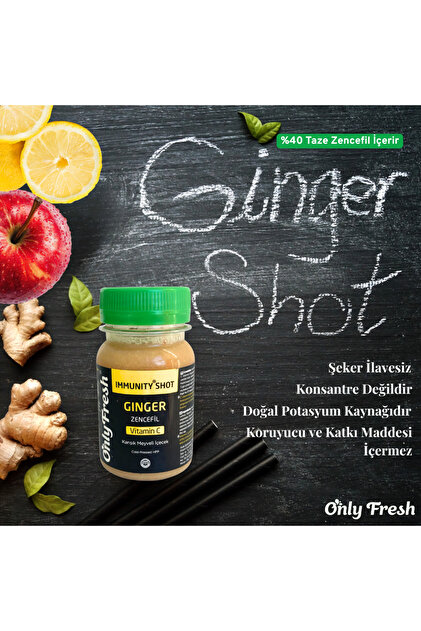 ONLY FRESH %100 Cold-Pressed Zencefil Shot 6'lı Paket Bağışıklık