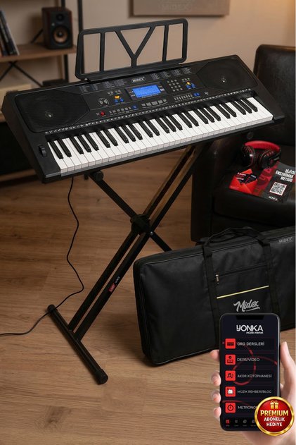 Midex Ps-4500ks Tuş Hassasiyetli 61 Tuşlu Org Lcd Ekran Usb Mp3 (ÇANTA STAND KULAKLIK NOTALIK METOD)