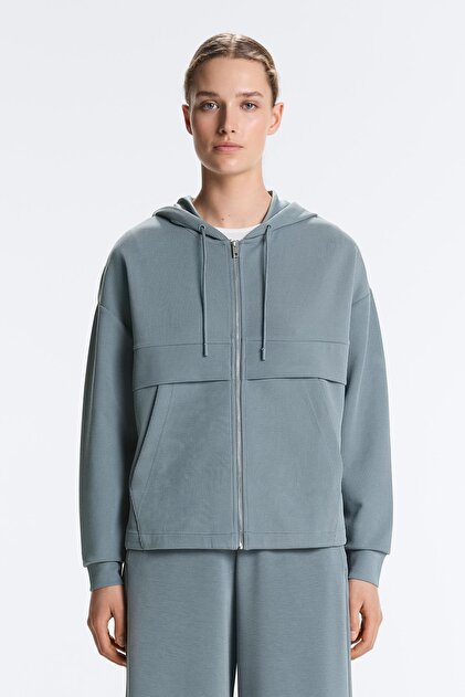 Oysho Yumuşak dokulu modal fitilli fermuarlı sweatshirt - Fiyatı