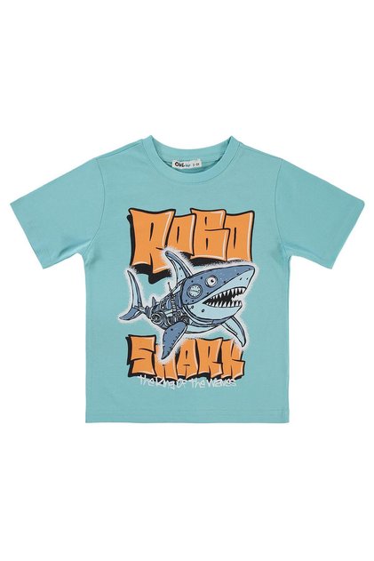 Robo Shark Printed T-Shirt for Ages 2-5 - Green 3-4 Years