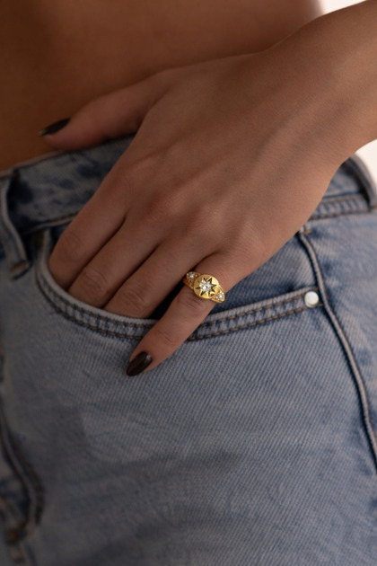 Star Detail Pinky Ring Adjustable