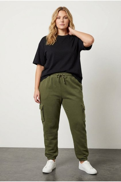 Large Size Elastic Cuffs Pocket Detail Cargo Jogger Pants Cotton Pack Trousers 302770