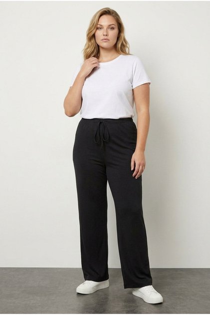 Plus Size Elastic Waist and Lace-Up Pocketless Flared Pants 140052