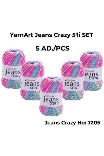 Yarn Art Jeans Crazy Örgü Ipi 7205 Punch Ipi 5'li Paket