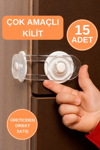 15 ADET Bebek Çocuk Dolap Çekmece Kilidi İSKANDİNAV Model Çocuk Güvenlik Kilidi