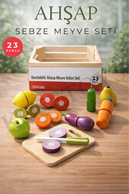 kosetoys Ahşap Kasalı Sebze Meyve Seti 17 parça - Fiyatı, Yorumları