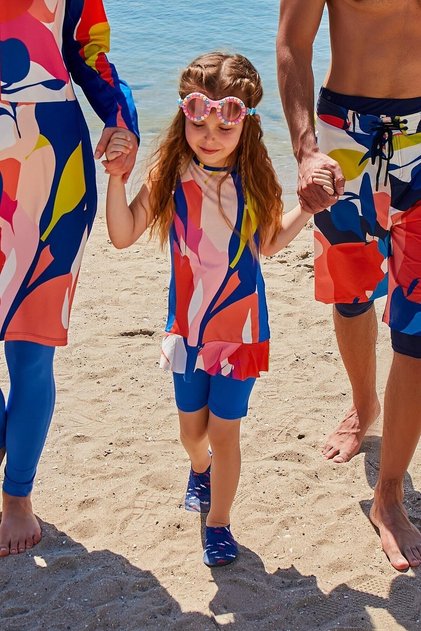 Tights Sleeveless Cobalt Blue Girl's Swimsuit K2320