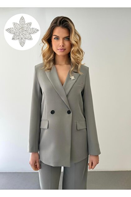 Special Edition Jacket Palazzo Pants Gray Suit