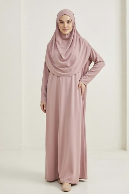 Practical Hijab Women's Prayer Dress M00802 Dried Rose