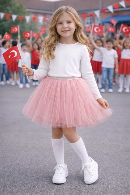 Girl's Lined Tulle Tutu Skirt with Elastic Waist