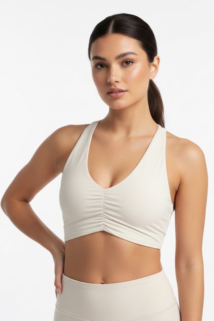 V-Neck Drape Detailed Sports Crop Top