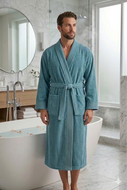 Tokyo Series Waffle Collared Kimono Bathrobe