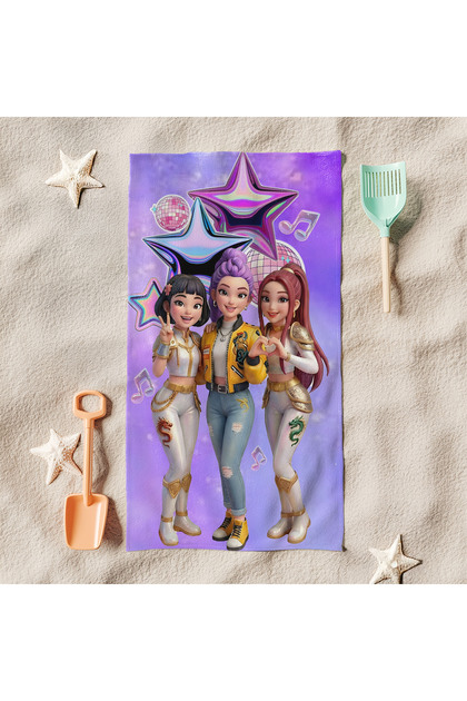 Huntrix Star Girls Beach Towel