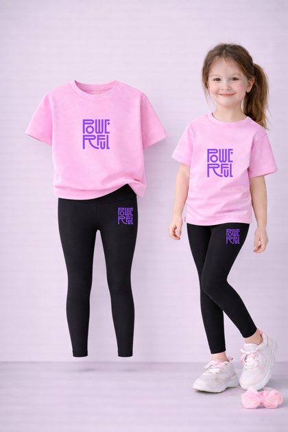 Children's Set Leggings Set Girls' T-Shirt and Stretchy Leggings 100% Cotton Powerful Print – Casual Comfortable Sports Combination