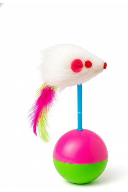 Hacı Yatmaz Plush Mouse and Cat Toy Balance Ball Swinging Colorful Tail Hunting Toy
