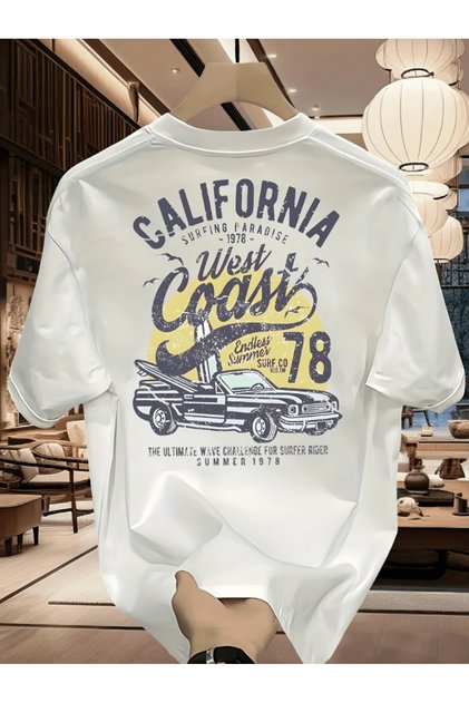 California Written Vintage Car Printed Premium Oversized T-Shirt