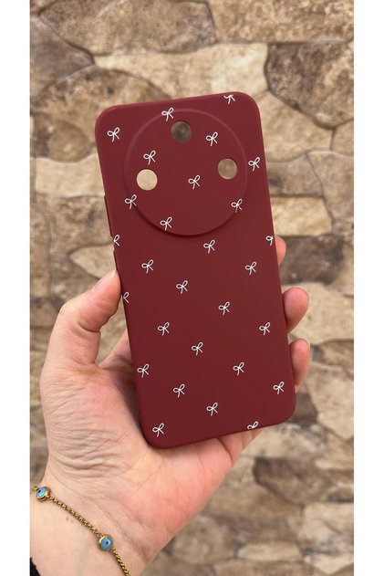 Honor Magic 8 Lite Compatible White Bow Patterned Silicone Shock-Absorbing Classic Protected Rubber Case