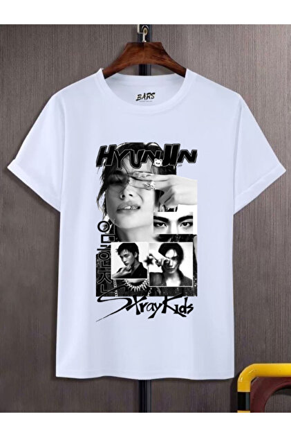 barsdepo Hyunjin Stray Kids Baskılı Tişört, PREMIUM Kalite Unisex