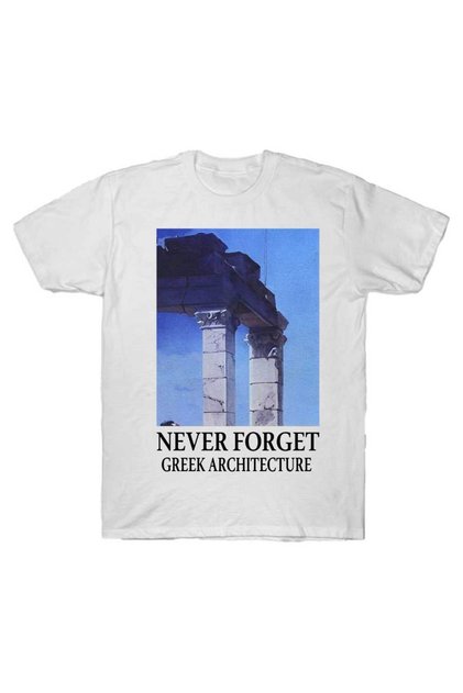 Never Forget Greek Architecture T-Shirt for Men Women 100% Pam Cotton Shirt Short Sleeve Top