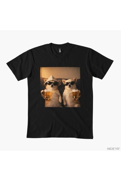Two Cool Chihuahuas — Beer Night T-Shirt for Men Women 100% P Cotton U T-Shirts Short