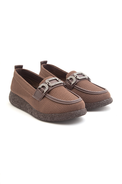 B1600 Buckle Detail Knitwear Loafers