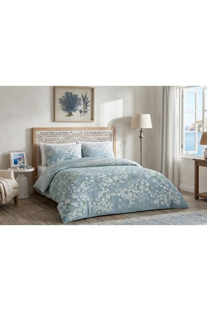 New Season Ranforce P Cotton U Double Duvet Cover Set Santa Blue