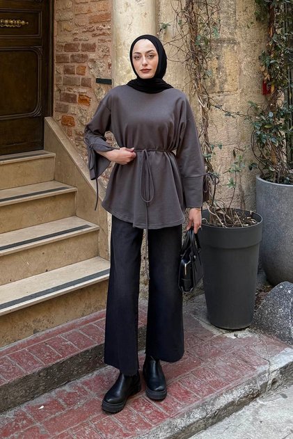 Slit Detailed Sweat Anthracite