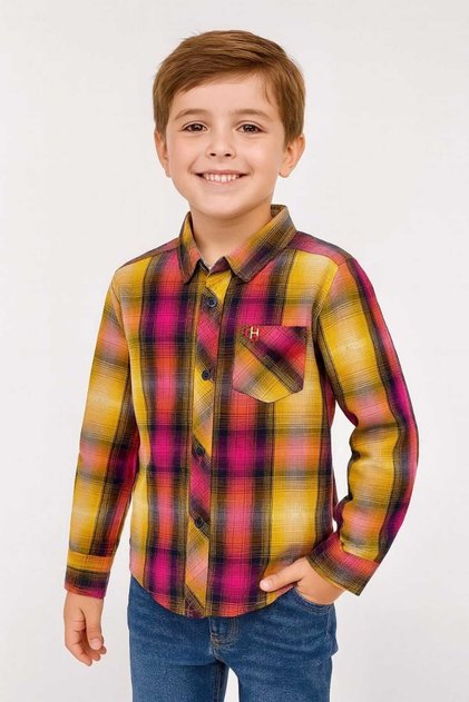 Boys Colorful Plaid Shirt Long Sleeve | Sizes 2-12Years | MH