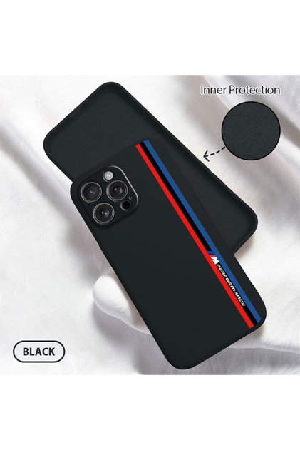 iPhone 16 Pro Max Compatible Soft Silicone Phone Case with Velvet Camera Protections Bmw Pattern