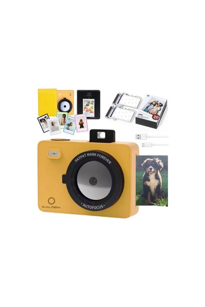 Aparat foto instant QUALITERA™:oglinda selfie, carcasa, 30 poze, album foto, 5 rame foto magnetice