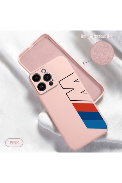 iPhone 14 Pro Max Compatible Phone Case with Velvet Camera Protections Inside, Soft Silicone Bmw Pattern