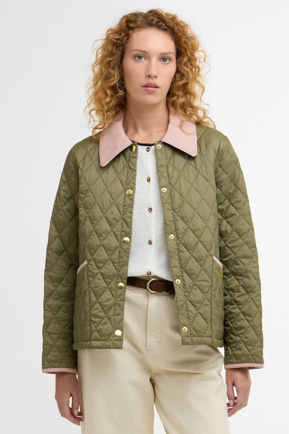 Icons Cropped Liddesdale Kapitone Ceket GN14 Bleached Olive/Ancient/Gardenia