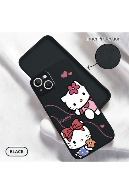 iPhone 13 Compatible Soft Silicone Phone Case with Velvet Camera Protections Kitty Pattern