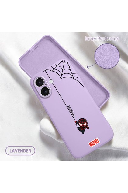 iPhone 16 Compatible Soft Silicone Phone Case with Velvet Inside and Camera Protection, Spiderman Pattern