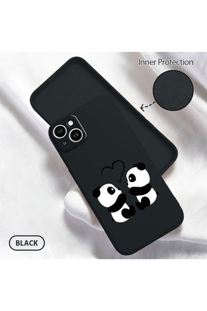 iPhone 14 Plus Compatible Panda Pattern Soft Silicone Phone Case with Velvet Camera Protections