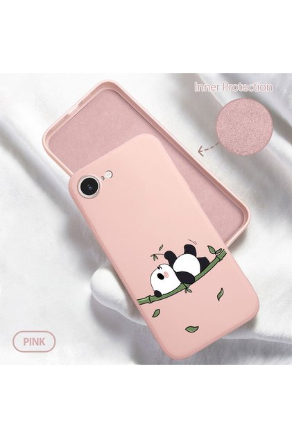 iPhone 16E Compatible Soft Silicone Phone Case with Velvet Camera Protections Panda Pattern