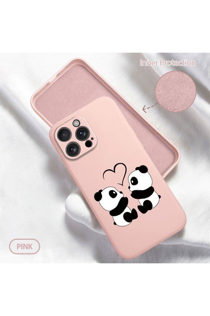 iPhone 16 Pro Max Compatible Soft Silicone Phone Case with Panda Pattern and Velvet Camera Protections