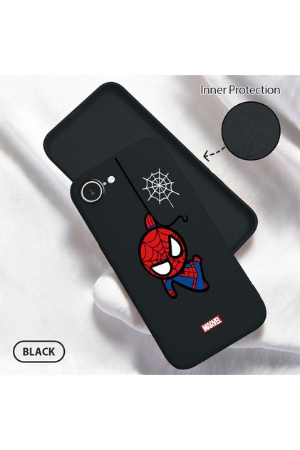 iPhone 17E Compatible Soft Silicone Phone Case with Velvet Inside and Camera Protection, Spider Pattern