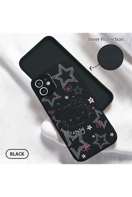 iPhone 12 Compatible Soft Silicone Phone Case with Velvet Camera Protections Hello Kitty Pattern