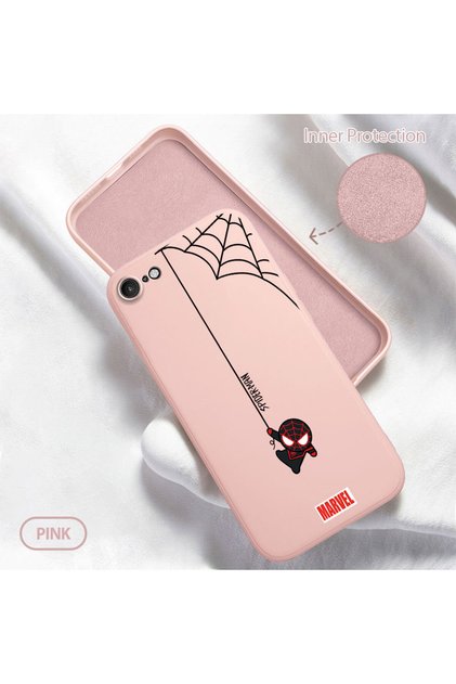 iPhone Se 2020 Compatible Soft Silicone Phone Case with Velvet Inside and Camera Protection Spiderman Pattern