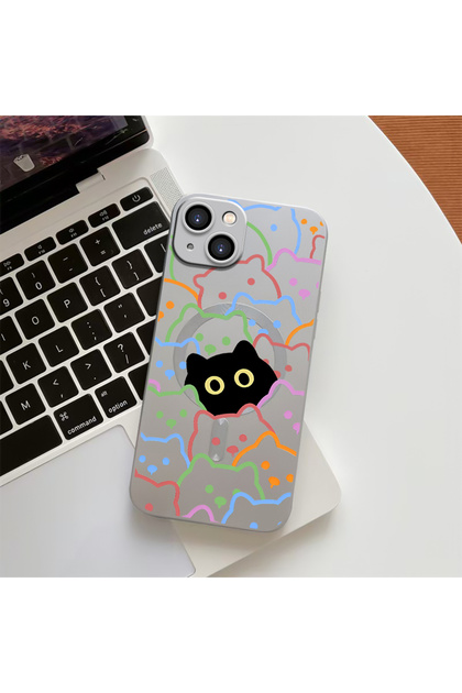 iPhone 13 Compatible Transparent Magsafe Wireless Soft Silicone Phone Case Cat Pattern