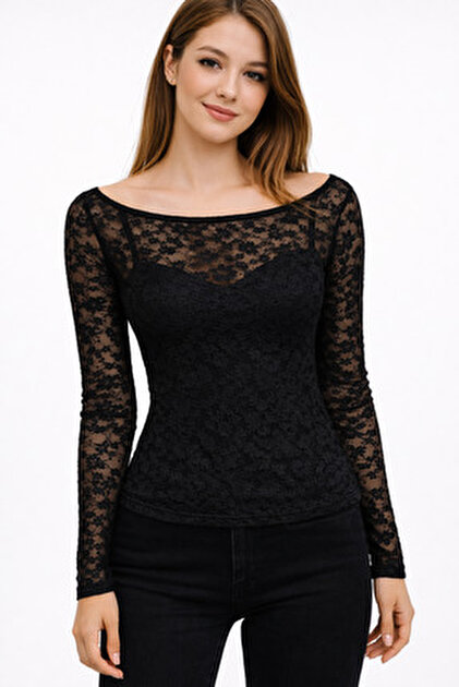 Dilvin 32763 Kadın Kayık Yaka Dantel Top - Fiyatı, Yorumları