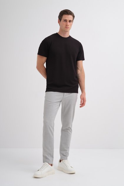 Crew Neck Men's Black T-Shirt 40470